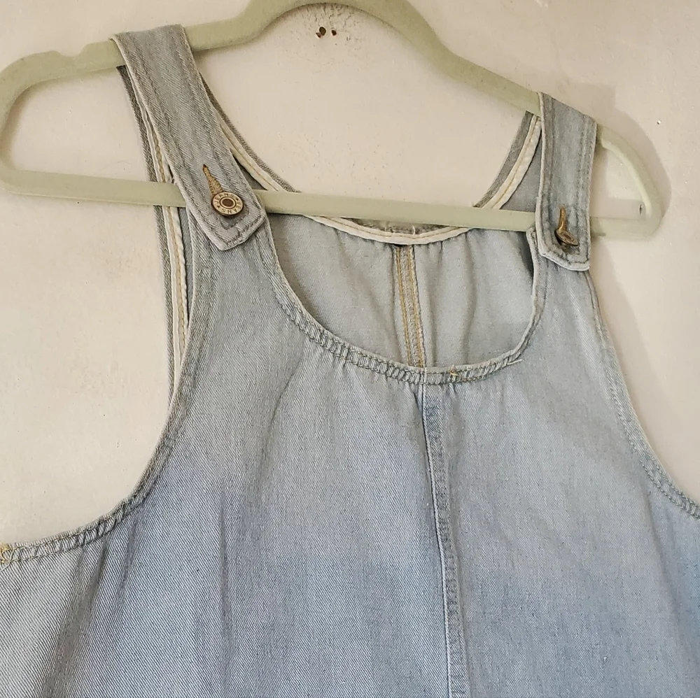 Womens Light Blue Denim Bib Overall Casual Dress Pockets‎ Size Medium